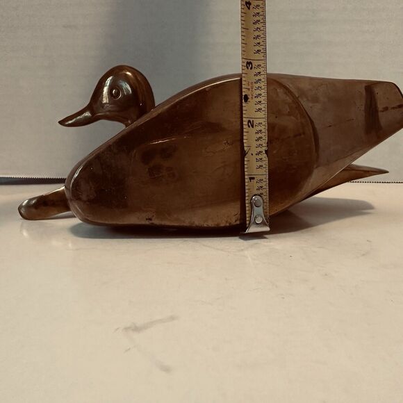 VTG Solid Brass Duck Decoy Pair 9" x 4" Figurine Bookend Paperweight Bird - Picture 11 of 16